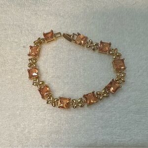 Gold Bracelet with Orange Gemstones